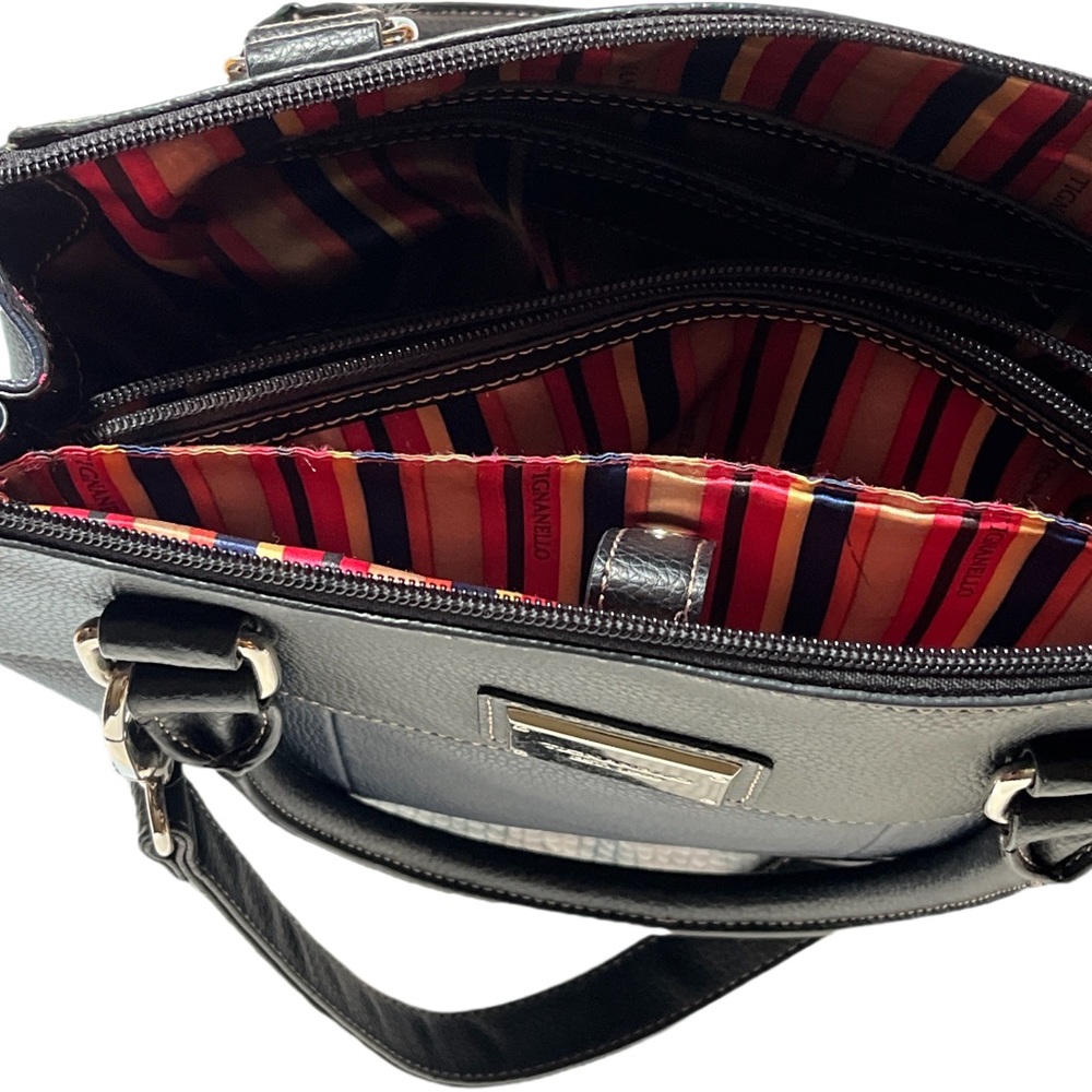 Tignanello Navy and Black Two-Tone Leather Satchel - Picture 7 of 10
